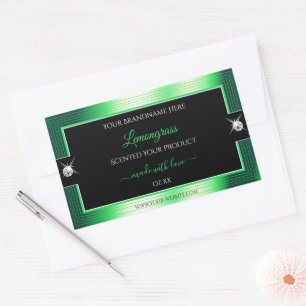 Levendig Zwart Groen Shiny Brilliants Product Labe Rechthoekige Sticker