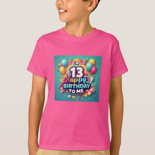 Levendige 13e verjaardag met kleurrijk aantal jong t-shirt (Voorkant)