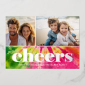 Levendige 2 foto Retro Stropdas-Dye Christmas - GE Folie Feestdagenkaart (Voorkant)