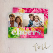 Levendige 2 foto Retro Stropdas-Dye Christmas - GE Folie Feestdagenkaart