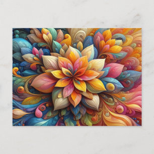 Levendige 3D Abstracte bloemenolie textuur kunst Briefkaart