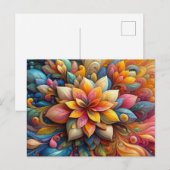 Levendige 3D Abstracte bloemenolie textuur kunst Briefkaart (Voorkant / Achterkant)