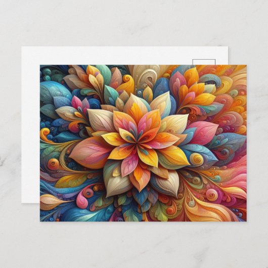 Levendige 3D Abstracte bloemenolie textuur kunst Briefkaart (Voorkant / Achterkant)