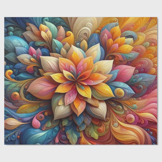 Levendige 3D Abstracte bloemenolie textuur kunst Cadeaupapier (Vlak)