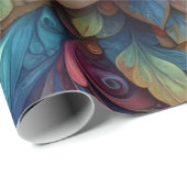 Levendige 3D Abstracte bloemenolie textuur kunst Cadeaupapier (Rol Hoek)