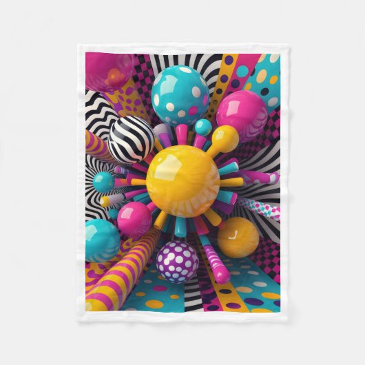 Levendige 3D Abstracte Bollen en Patronen Dekbed Fleece Deken (Voorkant)