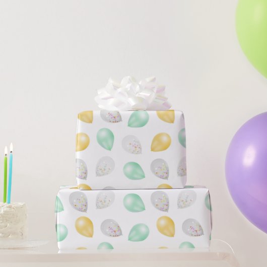 Levendige 3D ballonnen Gift Wrap Cadeaupapier (Feestgeschenken)