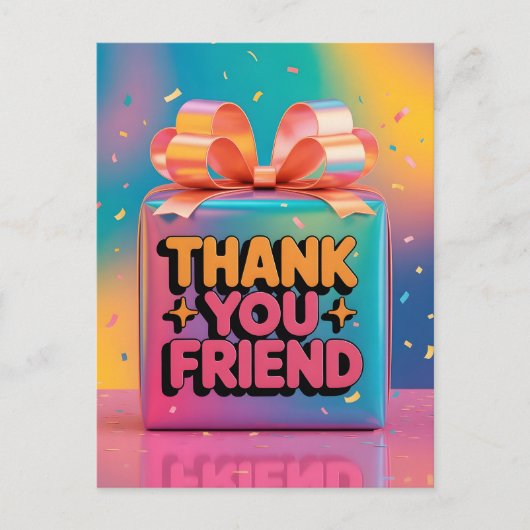 Levendige 3D bedankcadeau doos met confetti Briefkaart (Voorkant)
