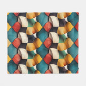 Levendige 3D-bloemblad golf geometrisch in felle k Fleece Deken (Voorkant (Horizontaal))