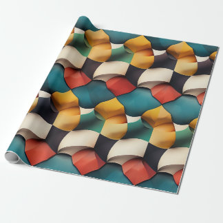 Levendige 3D-bloembladgolf geometrisch in felle kl Cadeaupapier