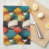 Levendige 3D-bloembladgolf geometrisch in felle kl Theedoek (Quarter Fold)