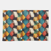 Levendige 3D-bloembladgolf geometrisch in felle kl Theedoek (Horizontaal)