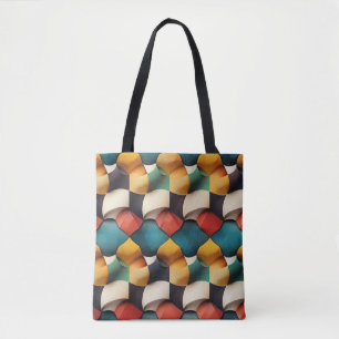 Levendige 3D-bloembladgolf geometrisch in felle kl Tote Bag