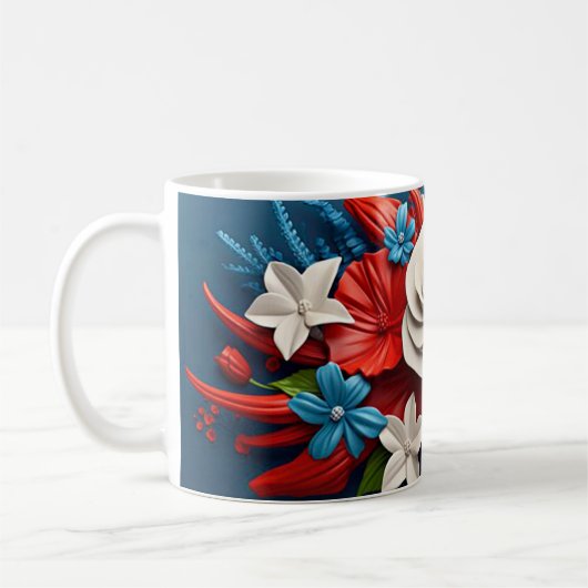 Levendige 3D-bloemen Koffiemok (Links)