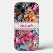 Levendige 3D bloemenopstelling, diamant lijst Case-Mate iPhone Case (Achterkant)