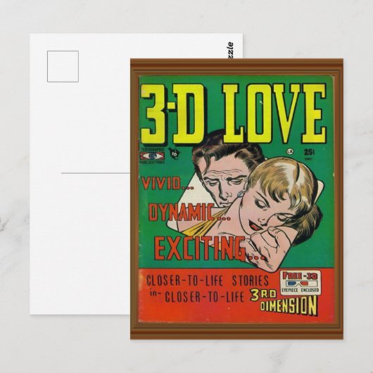 Levendige 3d Love Comic Book Hoesje Artwork Briefkaart (Voorkant / Achterkant)