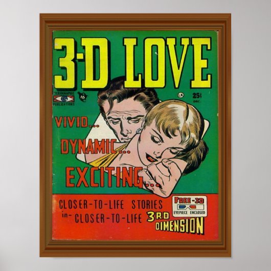 Levendige 3d Love Comic Book Hoesje Artwork Poster (Voorkant)