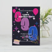 Levendige 3e verjaardag | Roze Blauwe Confetti Kaart (Staand voorkant)