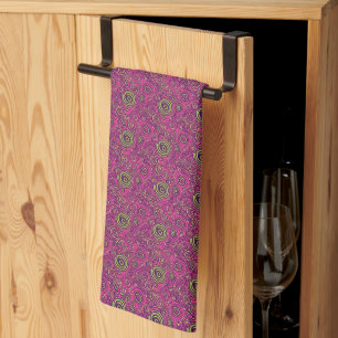 Levendige 60s psychedelische paisley retro draaiko theedoek