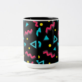 Levendige 80s Memphis Style Geometrische Naadloze  Tweekleurige Koffiemok