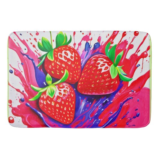 Levendige aardbei splash badmat (Voorkant)