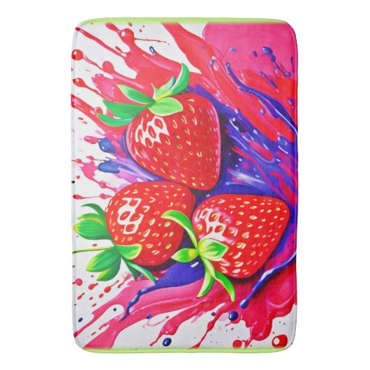 Levendige aardbei splash badmat (Voorkant Verticaal)