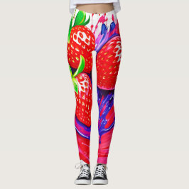 Levendige aardbei splash leggings