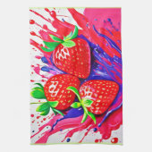 Levendige aardbei splash theedoek (Verticaal)