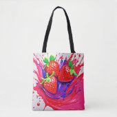 Levendige aardbei splash tote bag (Voorkant)