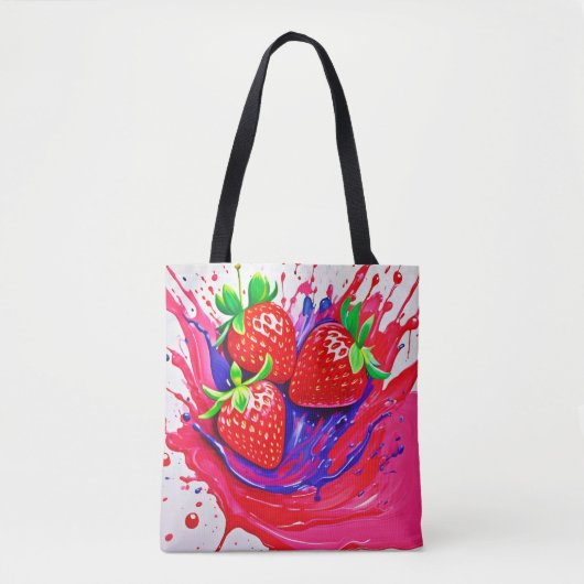 Levendige aardbei splash tote bag (Voorkant)