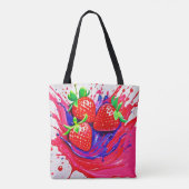Levendige aardbei splash tote bag (Achterkant)
