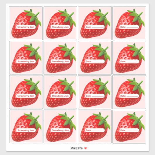 Levendige aardbeienjamlabels vinyl stickers (Vel)