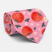 Levendige aardbeiprint stropdas (Opgerold)