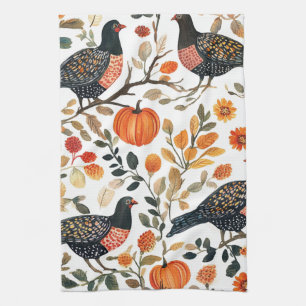 Levendige aardse aquarel vogels - Boheemse flair Theedoek