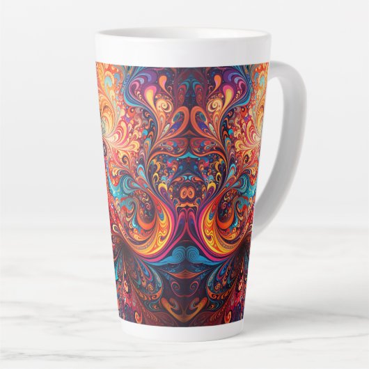 Levendige Abstract Design Latte Mok (Rechterhoek)