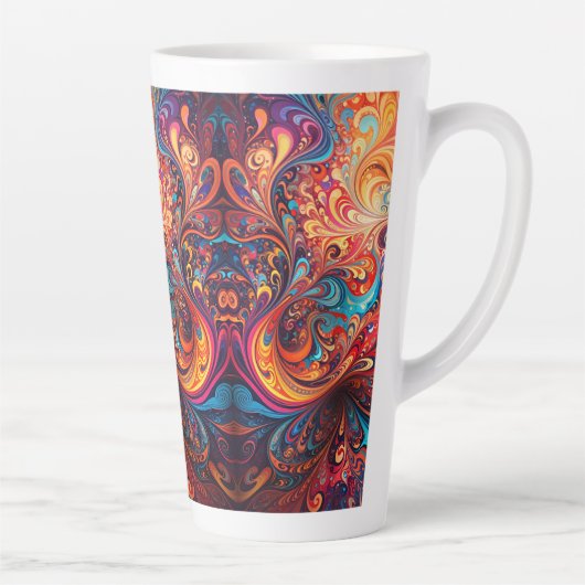 Levendige Abstract Design Latte Mok (Rechts)