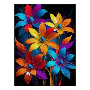 Levendige Abstract Kleurrijke Bloemschilderkunst-3 Perfect Poster
