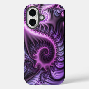 Levendige Abstract Koele Roze Paarse Fractale Kuns iPhone 16 Hoesje