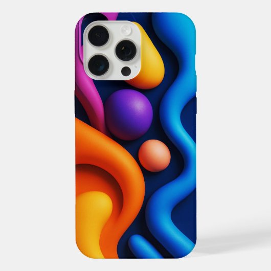 Levendige Abstracte 3D-vormen iPhone Hoesje (Achterkant)