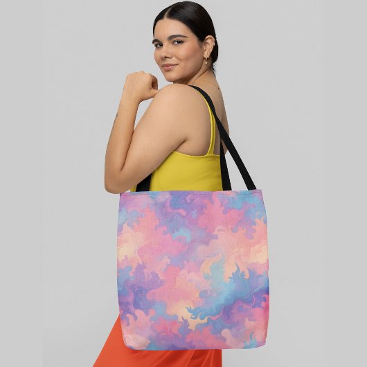 Levendige abstracte achtergrond met wervelende pat tote bag