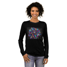 Levendige Abstracte Aura – Vrouwen Zwart T-shirt