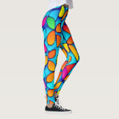 Levendige Abstracte bladburst Leggings (Rechts)