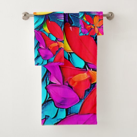 Levendige Abstracte bladkunst Bad Handdoek (Insitu)