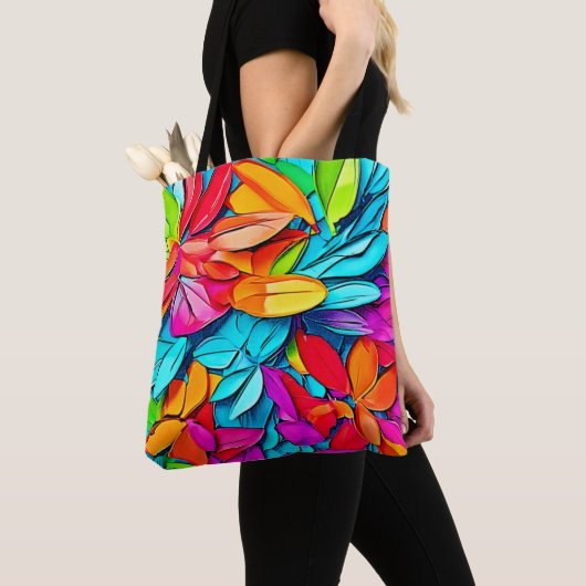 Levendige Abstracte bladkunst Tote Bag (Dichtbij)