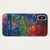 Levendige Abstracte Blauwe Schrift gepersonaliseer Case-Mate iPhone Case (Achterkant (horizontaal))