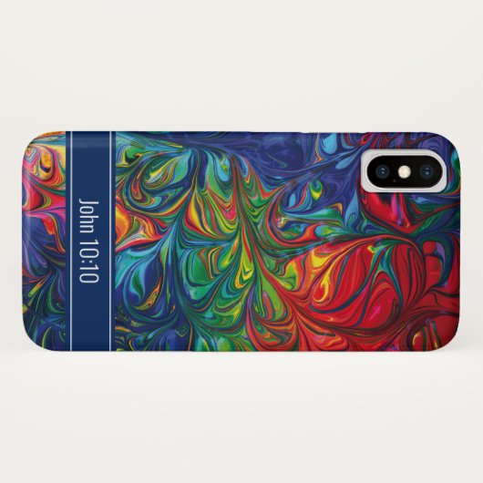 Levendige Abstracte Blauwe Schrift gepersonaliseer Case-Mate iPhone Case (Achterkant (horizontaal))