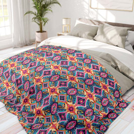 Levendige Abstracte Bloem Bohemië Fleece Deken
