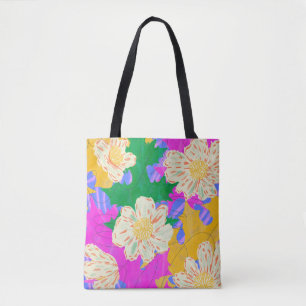 'Levendige Abstracte Bloem' Kleurrijke Schoudertas Tote Bag