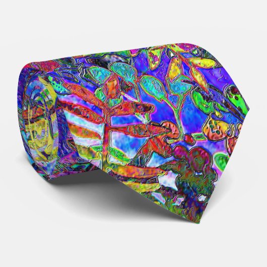 levendige abstracte bloem met vette kleurtjes stropdas (Opgerold)
