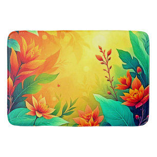 Levendige Abstracte bloemen schoonheid Badmat